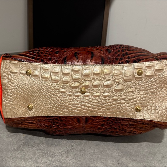 Brahmin Lisa Prosecco Tri-Colored Croc-Embossed Leather Satchel! Preowned!! - Picture 5 of 13